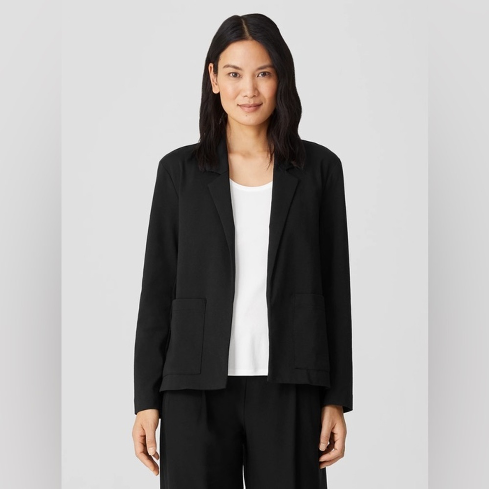 Eileen Fisher Women’s Black Blazer Classic Suit Jacket 63%Organic Cotton.